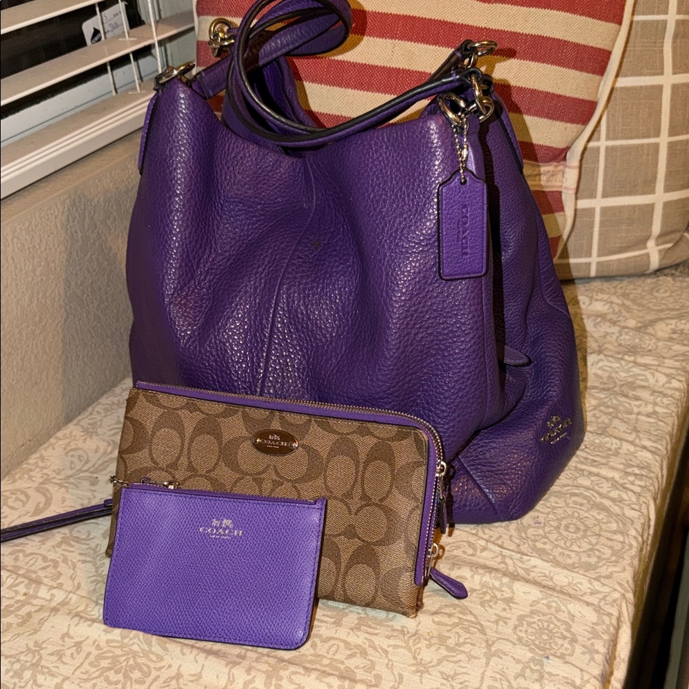 Coach Phoebe leather Hobo bag with wallet set